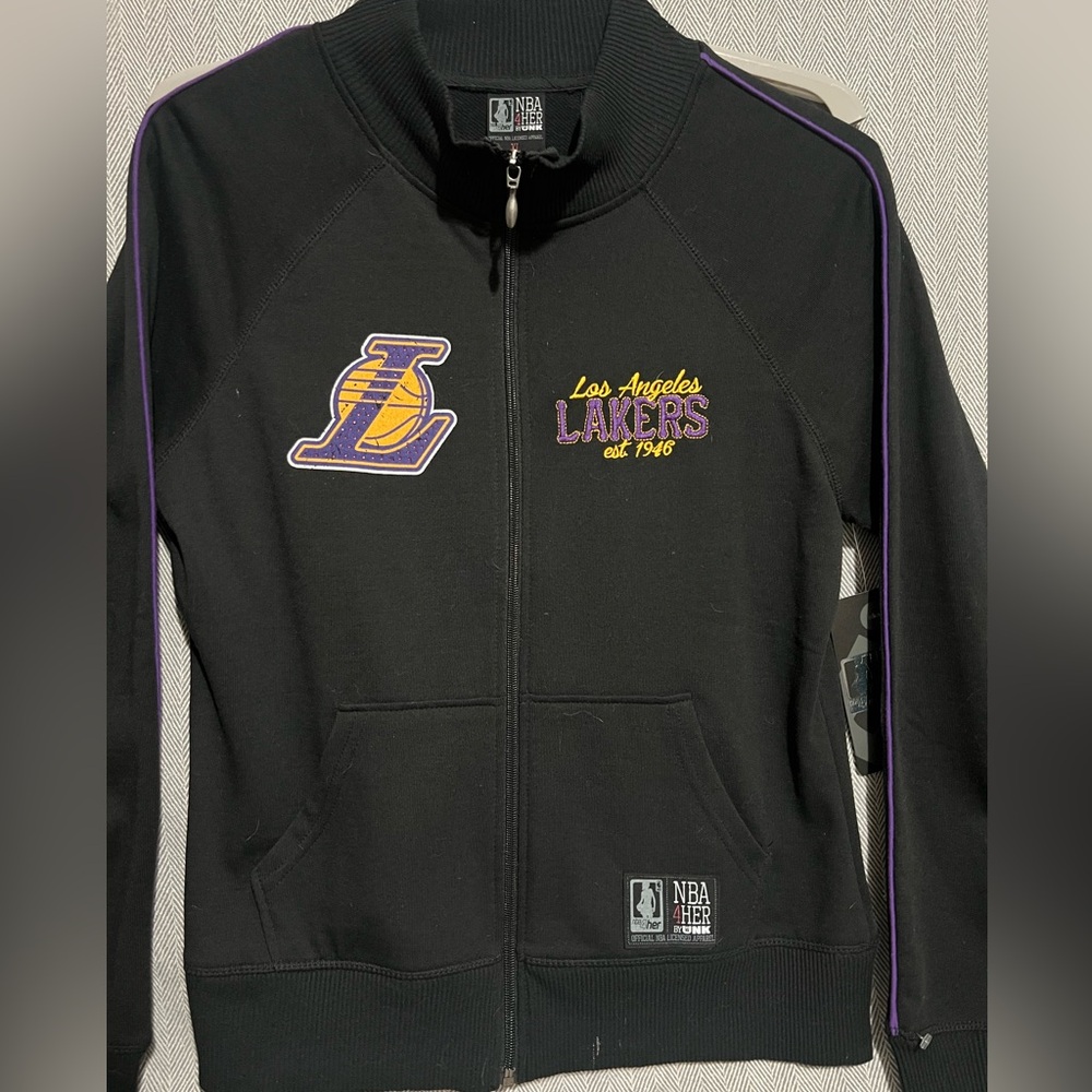 MEW*NBA 4 HER  Los Angeles Lakers zip up Sweat Top~XLARGE~black/yellow/purple